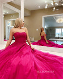 Chic A-line Strapless Lace Long Prom Dress Elegant Evening Dress #LOP810|Selinadress