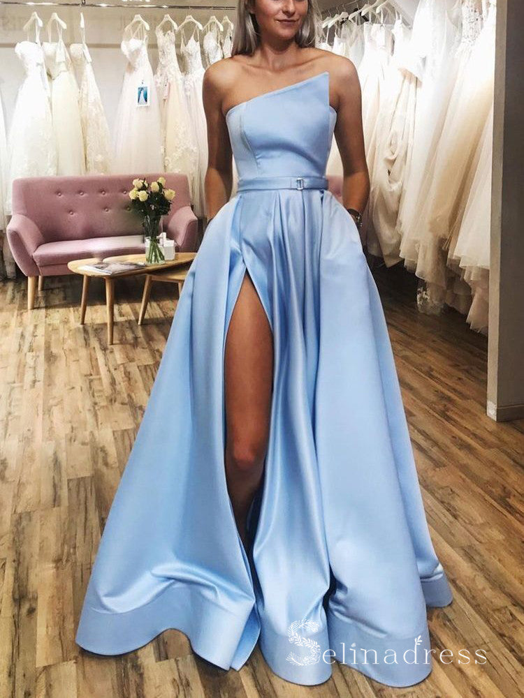 Chic A-line Strapless Light Sky Blue Satin Long Prom Dresses Cheap Evening Dress CBD275 Chic A-line Strapless Light Sky Blue Satin Long Prom Dresses Cheap Evening Dress CBD275