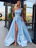 Chic A-line Strapless Light Sky Blue Satin Long Prom Dresses Cheap Evening Dress CBD275|Selinadress