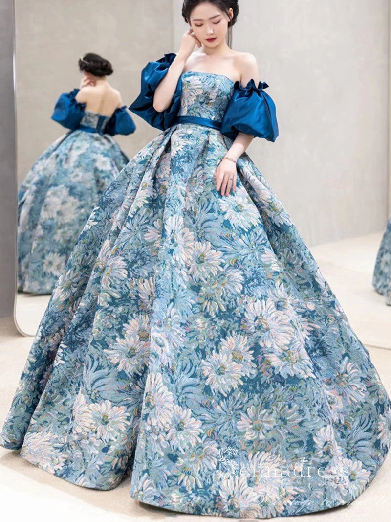 Chic A-line Strapless Monet Oil Painting Vintage Prom Dresses Cheap Lo SELINADRESS Chic A-line Strapless Monet Oil Painting Vintage Prom Dresses Cheap Lo SELINADRESS