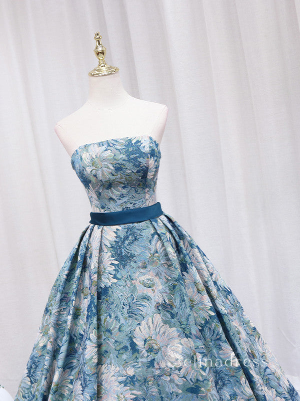 Chic A-line Strapless Monet Oil Painting Vintage Prom Dresses Cheap Long Evening Gowns JKR002 Chic A-line Strapless Monet Oil Painting Vintage Prom Dresses Cheap Long Evening Gowns JKR002