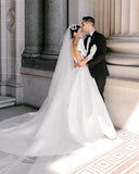 Chic A-line Strapless Satin Wedding Dress Rustic White Bridal Gowns MLS041|Selinadress