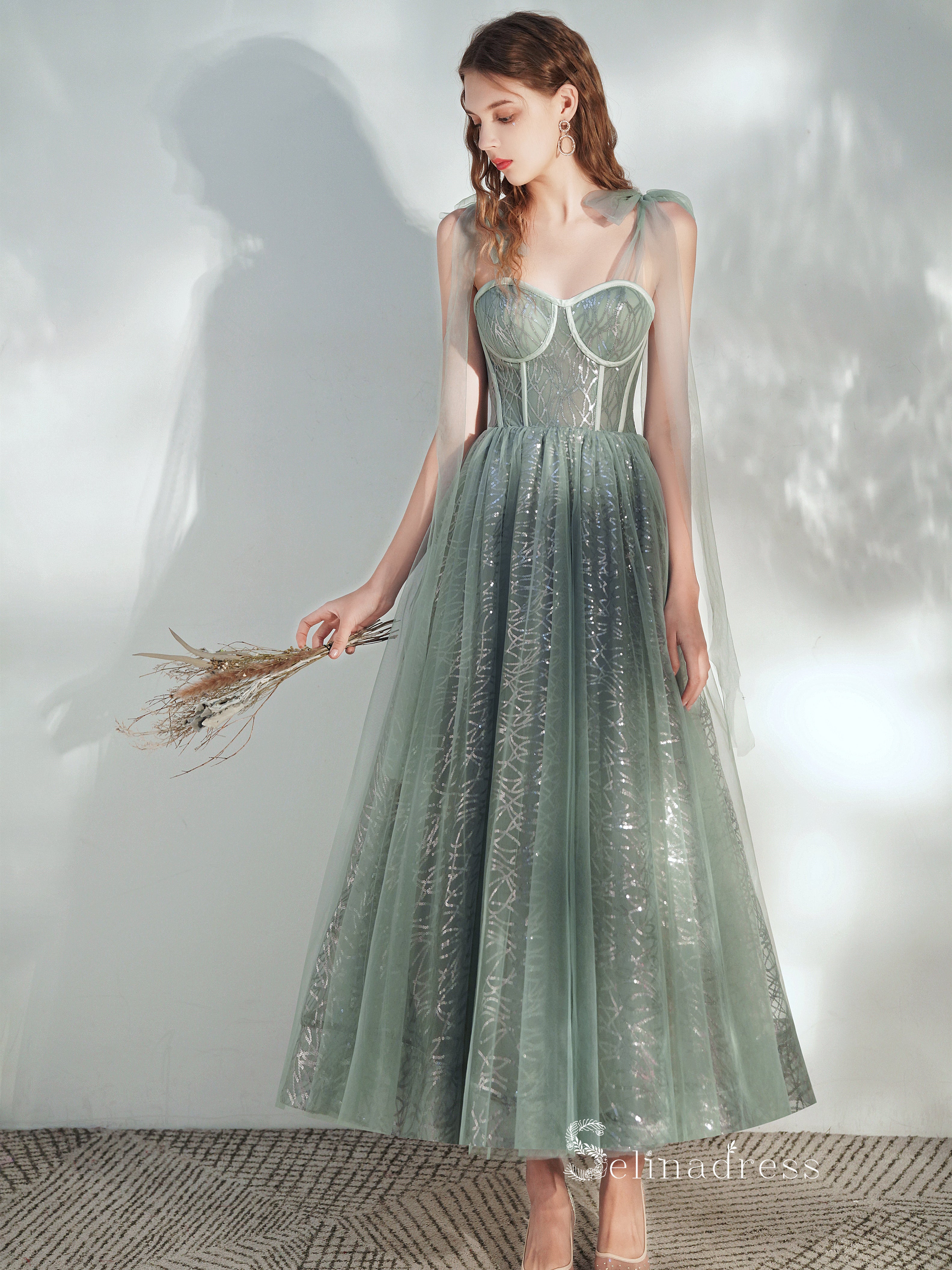 Chic A-line Straps Ankle-length Prom Dresses Cheap Graduaciones Dress SELINADRESS Chic A-line Straps Ankle-length Prom Dresses Cheap Graduaciones Dress SELINADRESS