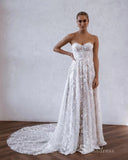 Chic A-line Sweetheart 3D Lace Rustic Wedding Dress Bridal Gowns HKL0140|Selinadress