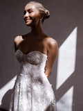 Chic A-line Sweetheart 3D Lace Rustic Wedding Dress Bridal Gowns HKL0140|Selinadress