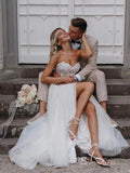 Chic A-line Sweetheart Floor Length Beaded Cheap Wedding Dresses HKL0149|Selinadress