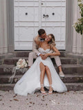 Chic A-line Sweetheart Floor Length Beaded Cheap Wedding Dresses HKL0149|Selinadress