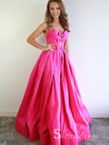 Chic A-line Sweetheart Fuchsia Prom Dresses Satin Prom Dress Evening Dress CBD218|Selinadress