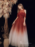 Chic A-line Sweetheart Ombre Long Prom Dresses Tulle Evening Gowns CBD162