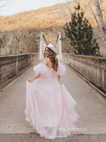 Chic A-line Sweetheart Puff Sleeve Long Prom Dresses Formal Dress JKSS506|Selinadress