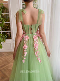 Chic A-line Sweetheart Sage Long Prom Dress Charming Verdant Floral Waltz Gown #LOP201|Selinadress