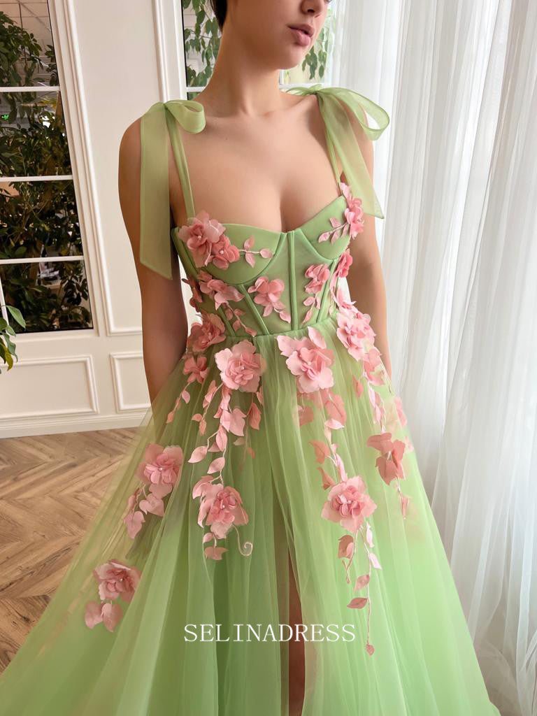 Chic A-line Sweetheart Sage Long Prom Dress Charming Verdant Floral Wa SELINADRESS Chic A-line Sweetheart Sage Long Prom Dress Charming Verdant Floral Wa SELINADRESS