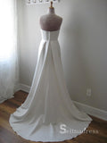 Chic A-line Sweetheart White Wedding Dresses Satin Bridal Gowns CBD413