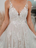Chic A-line V neck Applique Rustic Wedding Dress Cheap Bridal Gowns MLK019|Selinadress