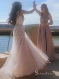 Chic A-line V neck Long Prom Dresses Applique Cheap Evening Gowns CBD561|Selinadress