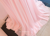 Chic A-line V neck Pink Long Prom Dresses Chiffon Cheap Bridesmaid Dress Evening Dress OSTY045|Selinadress