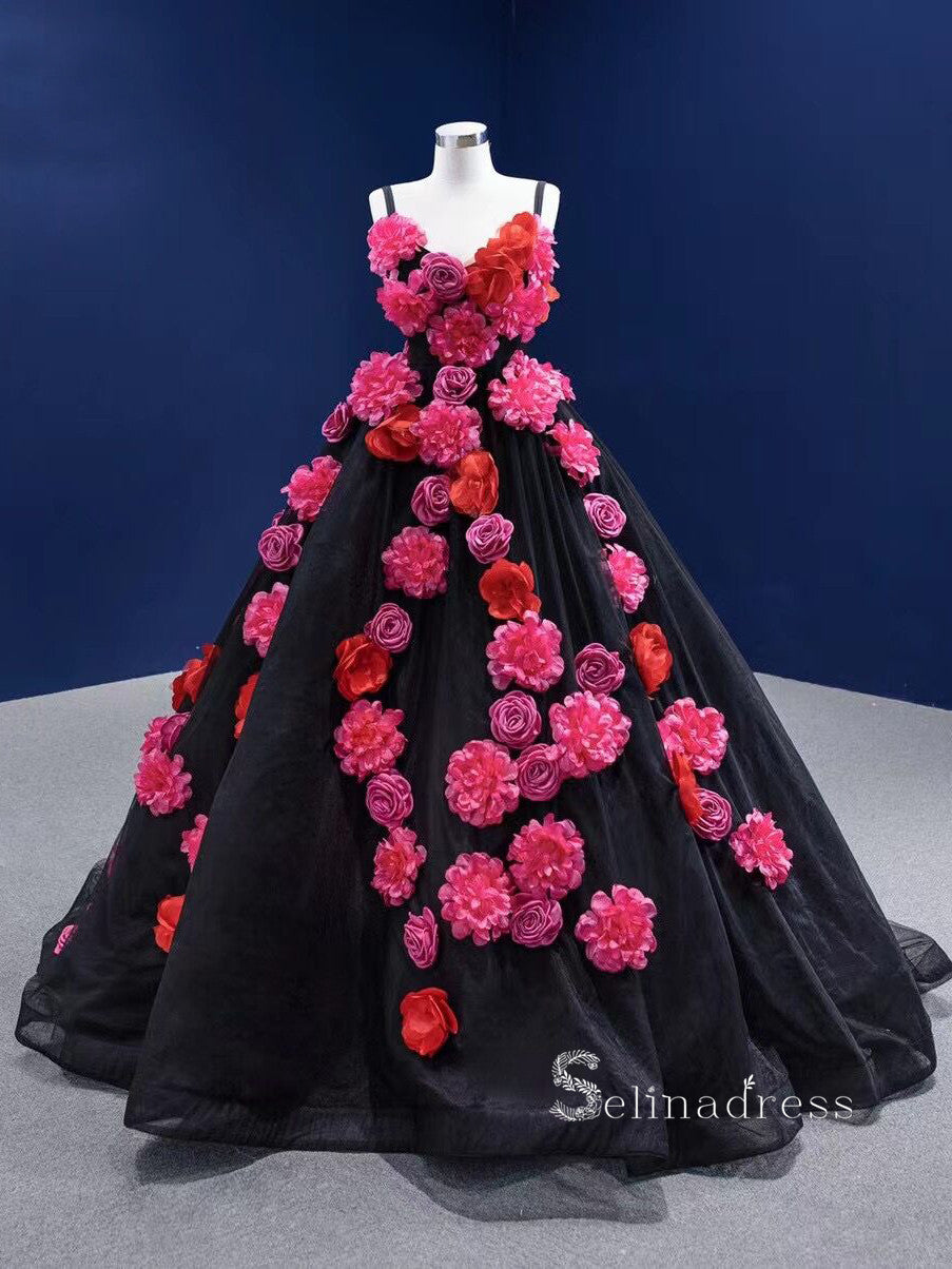 Colorful Quinceanear Dress Pink Flowers Prom Ball Gown Ld11516 - China  Evening Dress and Prom Dresses price | Made-in-China.com