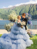 Chic Ball Gown Strapless Light Sky Blue Princess Rustic Wedding Dress HKL0146|Selinadress