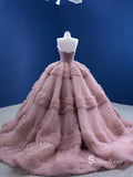 Chic Ball Gown Strapless luxury Long Prom Dress Dusty Pink Evening Gowns MLH0460|Selinadress