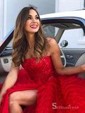 Chic Ball Gown Strapless Red Sequins Lace Prom Dresses Wedding Dresses MLH2006|Selinadress