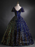 Chic Bateau Neck Dark Navy Sequins Prom Dress Formal Dress Evening Dress #QWE047|Selinadress