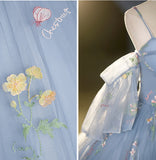 Chic Beautiful Blue Ball Gown Elegant Princess Dress Floral Lace Evening Dress #LOP286|Selinadress