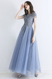 Chic Beautiful Square Neckline Long Prom Dresses Beading Long Formal Dresses #SED203 | Selinadress