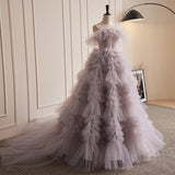 Chic Beautiful Strapless Ruffles Ball Gown Elegant Princess Dress Layered Evening Dress #LOP287|Selinadress