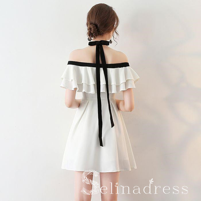 Chic Halter Homecoming Dress Simple White Cheap Short Prom Dress HML00 SELINADRESS Chic Halter Homecoming Dress Simple White Cheap Short Prom Dress HML00 SELINADRESS