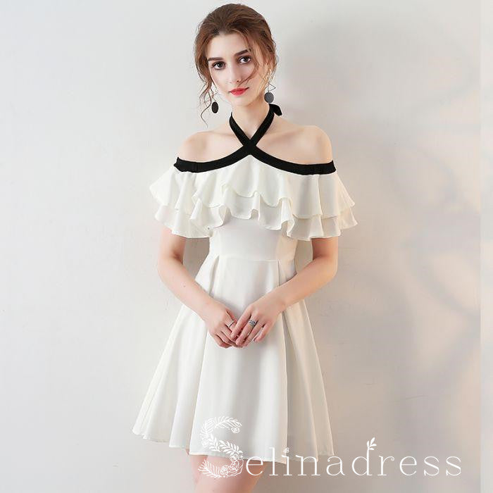 Chic Halter Homecoming Dress Simple White Cheap Short Prom Dress HML00 SELINADRESS Chic Halter Homecoming Dress Simple White Cheap Short Prom Dress HML00 SELINADRESS