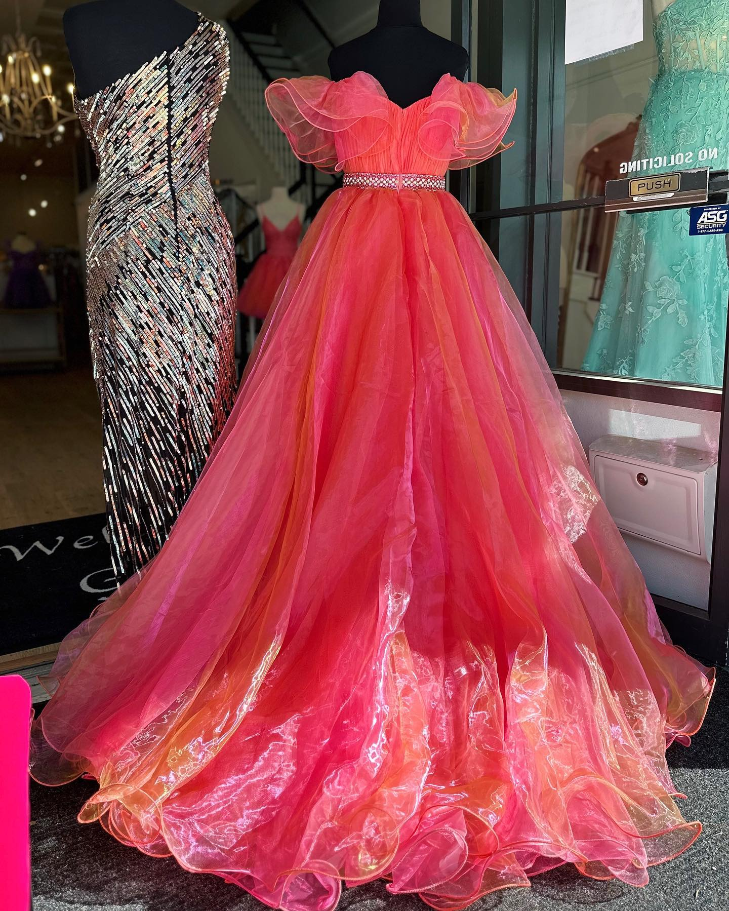 Tony Ward Off Shoulder Sequined and Organza Gown - District 5 Boutique
