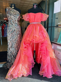 Chic High Low Strapless Long Prom Dress Organza Elegant Evening Dress #JKSS621|Selinadress