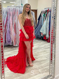Chic High Low Sweetheart Red Gorgeous Long Prom Dresses Evening Dresses MLH1231|Selinadress