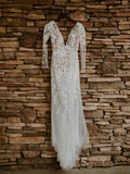Chic Mermaid Bateau Long Sleeve Rustic Country Wedding Dresses HKL0135|Selinadress