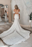 Chic Mermaid Deep V neck Cheap Wedding Dress Rustic Boho Wedding Gowns MLS050