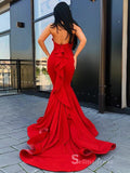 Chic Mermaid High Neck neck Red Prom Dresses Elegant Long Evening Gowns MHL157|Selinadress