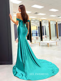 Chic Mermaid Off-the-Shoulder Long Prom Dress Elegant Hunter Evening Dress #OPW010|Selinadress