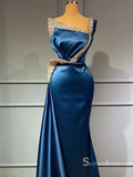Chic Mermaid One Shoulder Long Prom Dresses Cheap Satin Evening Dresses MLH1203|Selinadress