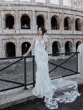 Chic Mermaid Spaghetti Straps Applique Rustic Wedding Dress Cheap Bridal Gowns MLK021|Selinadress