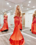 Chic Mermaid Spaghetti Straps Sparkly Long Prom Dress Elegant Formal Dress #LOP800|Selinadress
