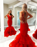 Chic Mermaid Straples Backless Elegant Red Prom Dress Cheap Formal Gown Evening Dress #LOP207|Selinadress