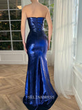 Chic Mermaid Strapless Royal Blue Long Prom Dress Charming Starlight Symphony Dress #LOP204|Selinadress