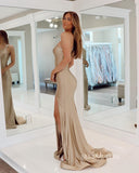 Chic Mermaid Straps Simple Long Prom Dress Elegant Formal Dress #LOP802|Selinadress