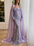 Chic Mermaid Sweetheart Lilac Long Prom Dresses Gorgeous Sparkly Sequins Evening Dresses jkw231|Selinadress