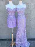 Chic Mermaid Sweetheart Lilac Prom Dresses Applique Long Evening Dress Beaded Formal Dresses TKL082