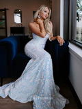 Chic Mermaid White Long Prom Dresses Sparkly Sequins Long Evening Dress Formal Dresses TKL038|Selinadress