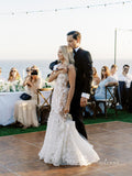 Chic Mermaid_Spaghetti Straps 3D Floral Lace Rustic Beach Wedding Dresses MLK04879|Selinadress