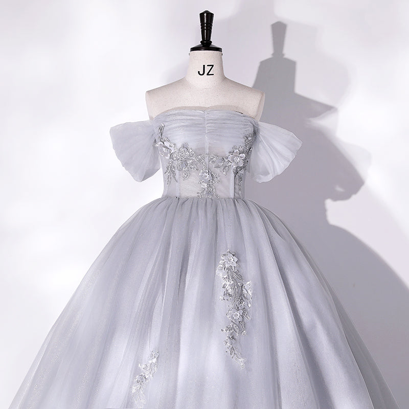 Chic Off-the-shoulder Ball Gown Gray Elegant Princess Dress Cheap Even SELINADRESS Chic Off-the-shoulder Ball Gown Gray Elegant Princess Dress Cheap Even SELINADRESS