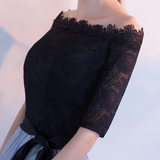 Chic Off-the-shoulder Black Lace Homecoming Dress Cheap Short Prom Dress #MHL058|Selinadress