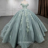 Chic Off The Shoulder Embroidery Applique Ball Gown Evening Dress For Women DY9953|Selinadress
